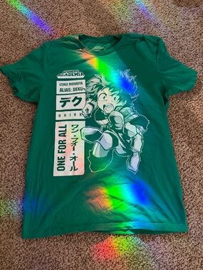 My Hero Academia Deku Izuku Midoriya Anime Green Graphic T-Shirt Size L